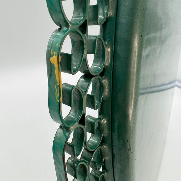 Hollywood Regency Enameled Finish Round Tray by Moire Glaze Kyes Green Vintage - Picture 4 of 9